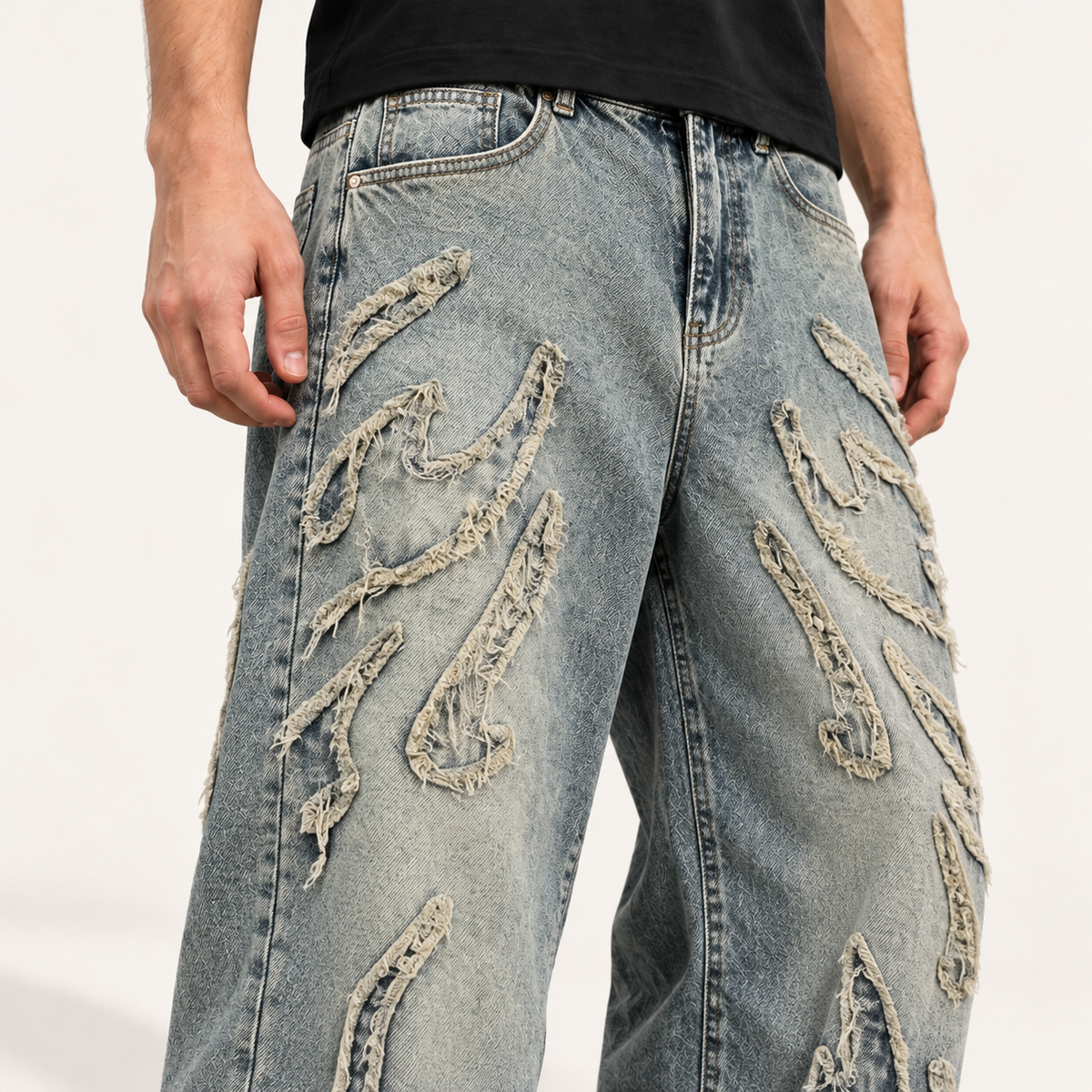 Soykre Urban Rebel Denim: Embroidered Patchwork Jeans