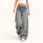 European Street Style Wide Leg Denim Jeans