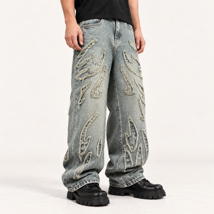 Soykre Urban Rebel Denim: Embroidered Patchwork Jeans
