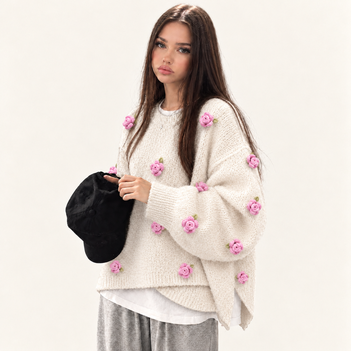 Floral Elegance Knit Sweater