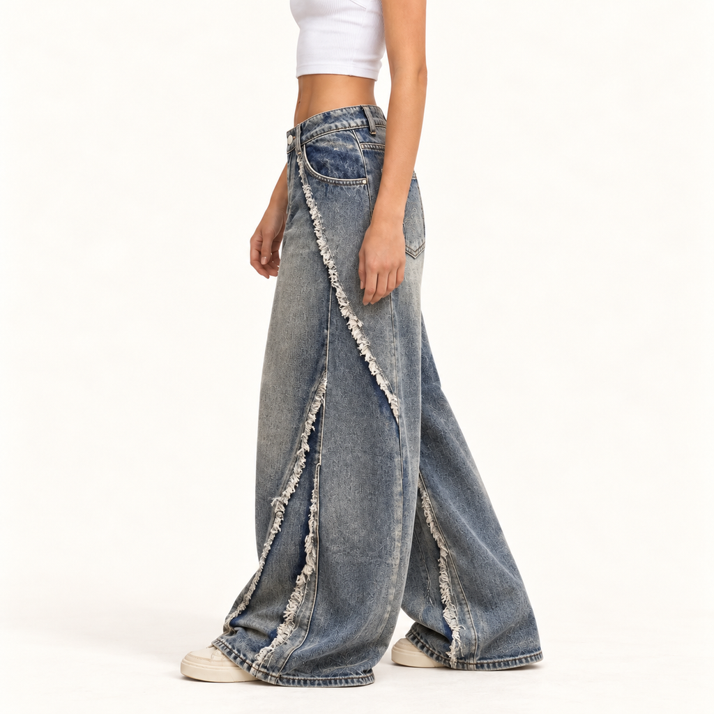 European Street Style Wide Leg Denim Jeans
