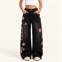Retro Embroidered Wide-Leg Jeans
