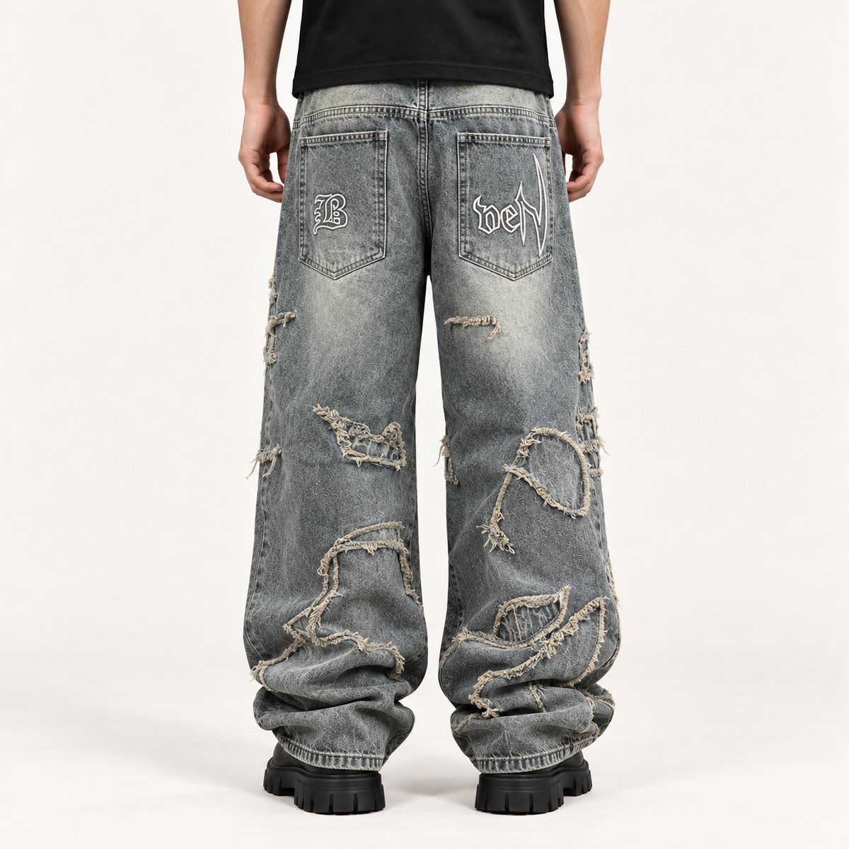 Soykre Urban Rebel Denim: Embroidered Patchwork Jeans
