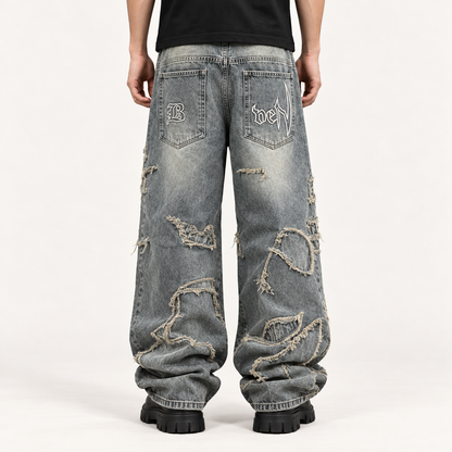 Soykre Urban Rebel Denim: Embroidered Patchwork Jeans