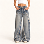 European Street Style Wide Leg Denim Jeans