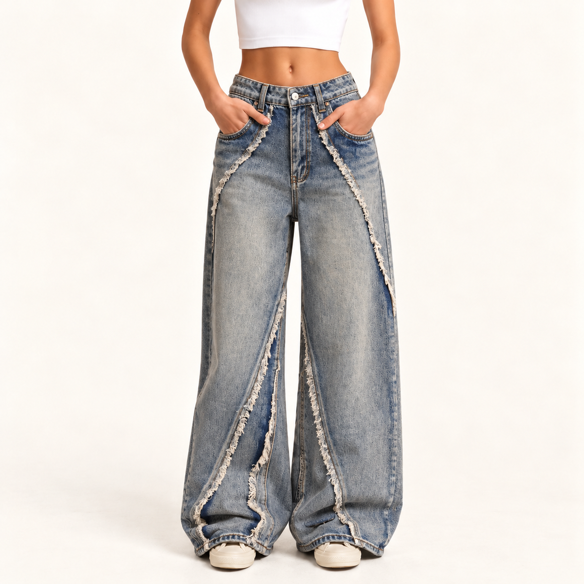 European Street Style Wide Leg Denim Jeans