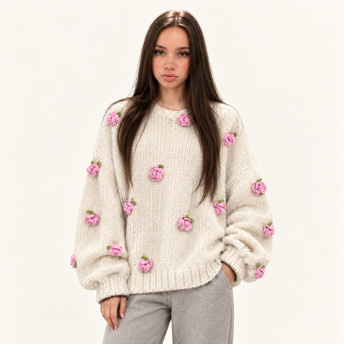 Floral Elegance Knit Sweater